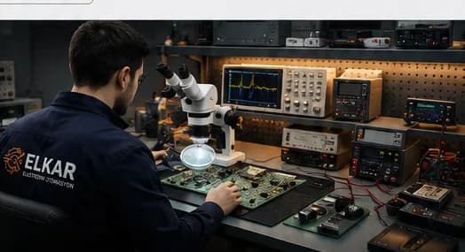 ELKAR elektronik kart onarım laboratuvarı — teknisyen ve test ekipmanları
